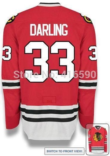 

men's 2014-15 blackhawks jersey #33 scott darling (red and white) ice hockey jersey custom any name any number men women youth, Black;red