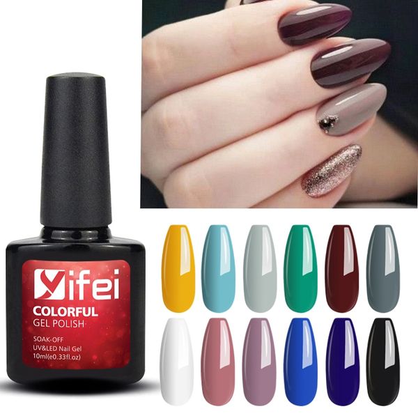 

yifei new nail art design manicure 7.5ml soak off enamel gel polish uv gel nail polish lacquer varnish, Red;pink