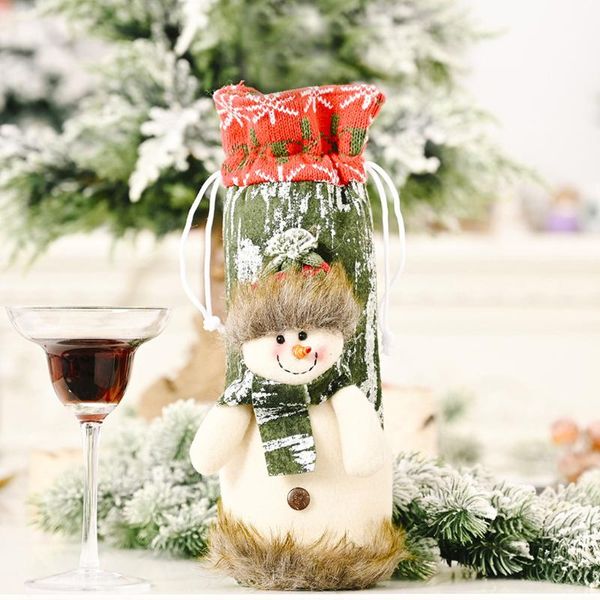 

christmas decorations knitted imitation bark wine set old bag bottle cooler decoration organizer bags