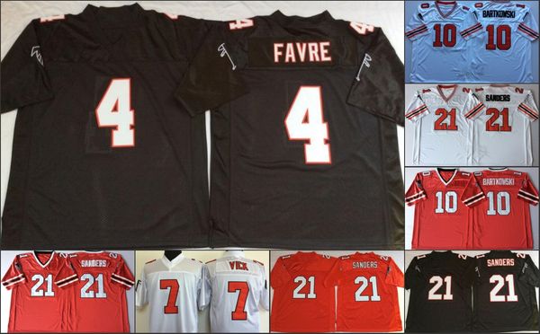 

NCAA vintage Brett Favre Michael Vick Deion Sanders Steve Bartkowski Football Jersey White Red Black Retro Stitched Mens Jerseys size 48-56