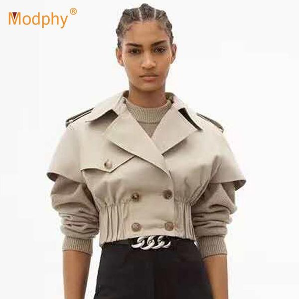 

elasticated waist short jacket casual short-sleeved notched collar double-breasted jacket female 2020 summer fashion new, Black;brown