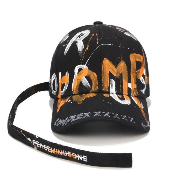 

graffiti hat long belt street hip hop baseball cap trend male and female students couple models sunshade cap, Blue;gray