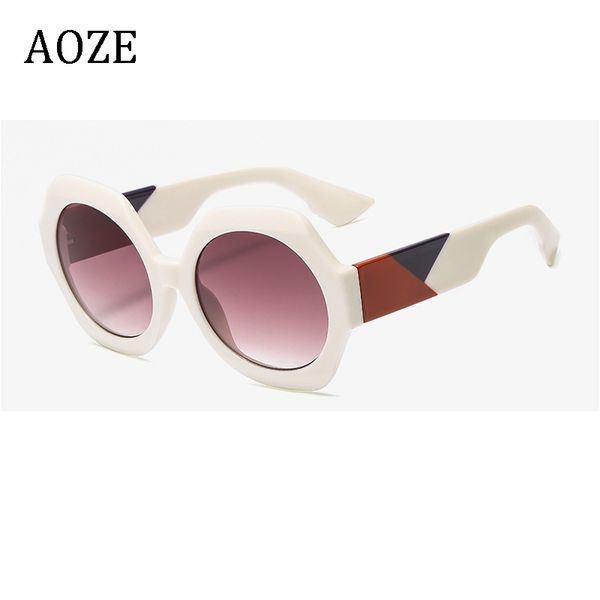 

aoze 2020 новых шестигранных солнцезащитные очки женщин леопард солнечных очки градиентных оттенки óculos feminino uv400, White;black