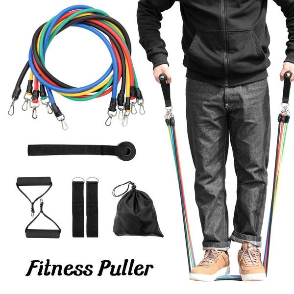 

resistance bands 11pcs set yoga exercise fitness band rubber loop tube gym sport home pilates brick