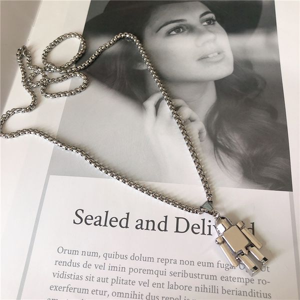 

fashion robot necklace hip hop titanium steel wild pendant accessories sale, Silver