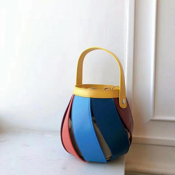 

круглый hollow bucket bag натуральной кожи строчка плечо slant крест сумка