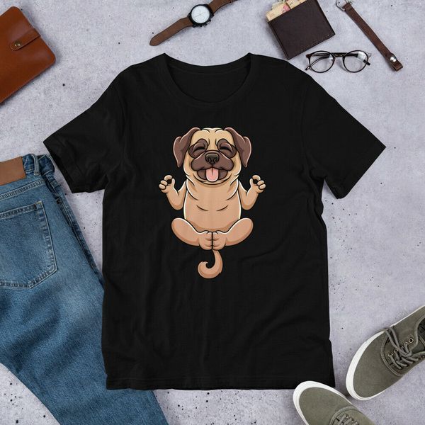 

cute pug yoga namaste spiritual meditation short-sleeve brand summer men cotton clothing custom graphic t shirts