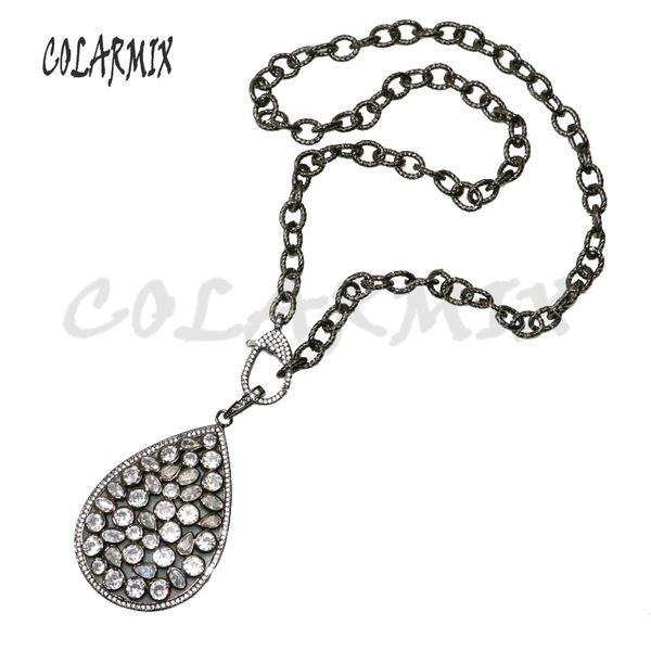 

3 strands mix color big drop pendants necklace fashion necklace link chain fashion jewelry accessories for women 50531, Silver
