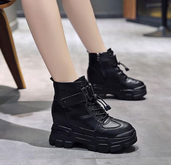 

snow boots female 2020 new fashion winter thick bottom increased cotton shoes plus velvet warm wild boots, Black