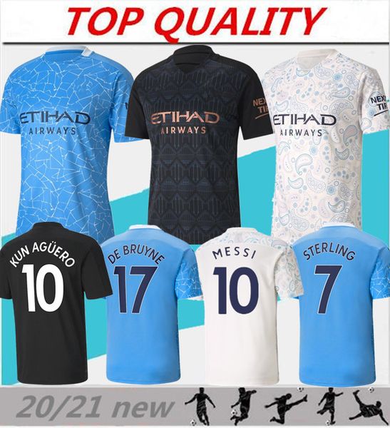 

20 21 sterling kun aguero home soccer jersey 2020 2021 customized g.jesus mahrez de bruyne silva foden city away third football shirt, Black;yellow