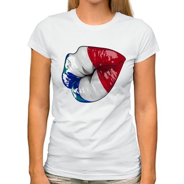 

france and italy flag color kiss lip funny t shirt women jollypeach brand new white casual tshirt femme