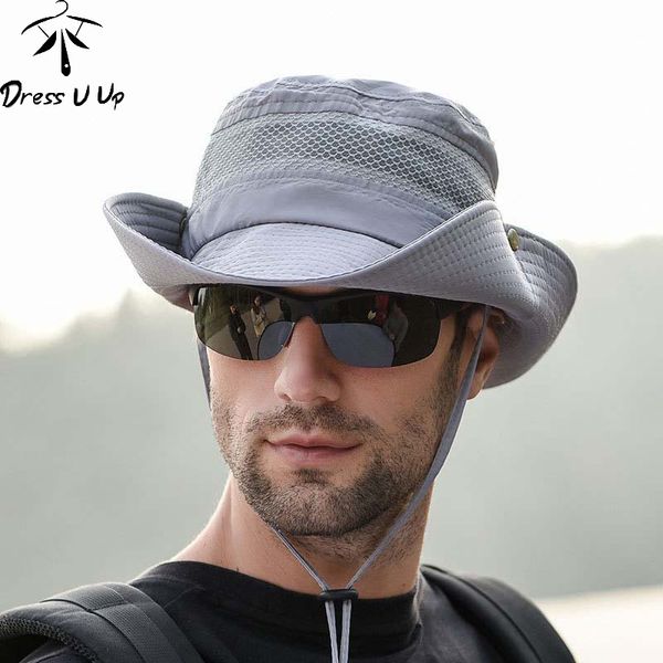 

dressuup bucket hats big wide brim outdoor jungle camouflage bonnie hat fishing camping barbecue mountain climbing hat, Blue;gray