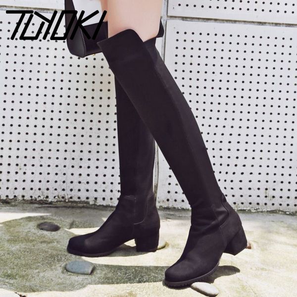

tuyoki new shoes women boots black over the knee stretch boots female autumn winter lady thigh high size 34-43