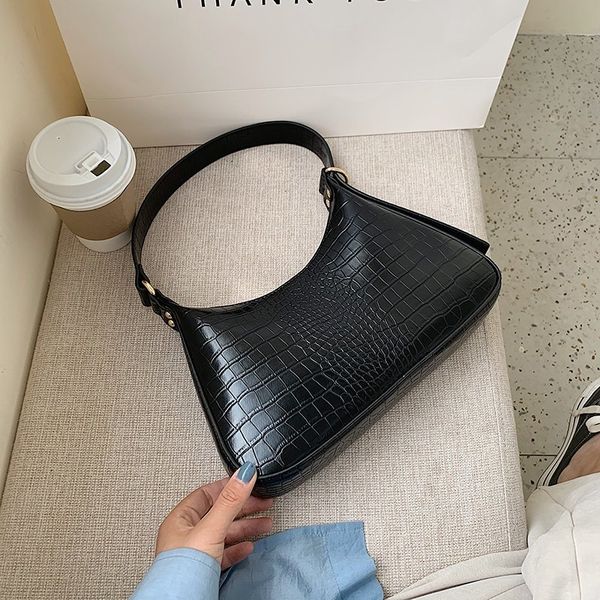 

vintage fashion big tote bag 2020 new quality pu leather women's designer handbag crocodile pattern chain shoulder messenger bag