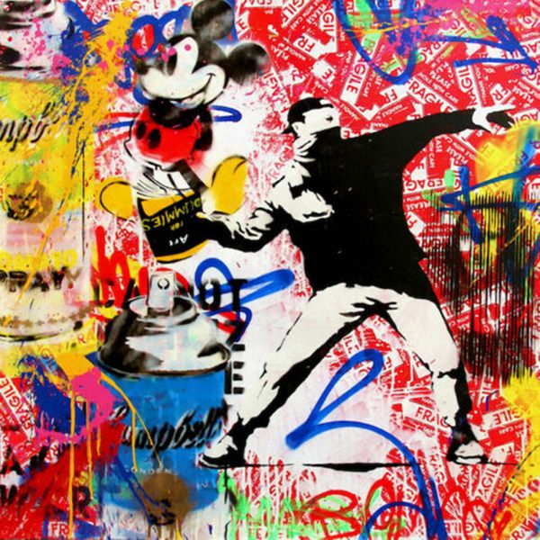 

mr brainwash banksy flower thrower home decor handcrafts /hd print oil painting on canvas wall art canvas pictures 200808