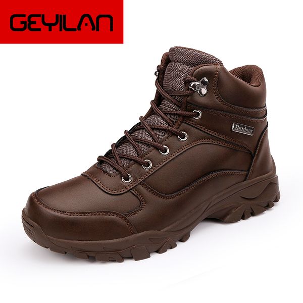 

men winter boots 2020 warm pu men ankle boots men's casual boot shoes leather fashion fashion winter shoes, Black