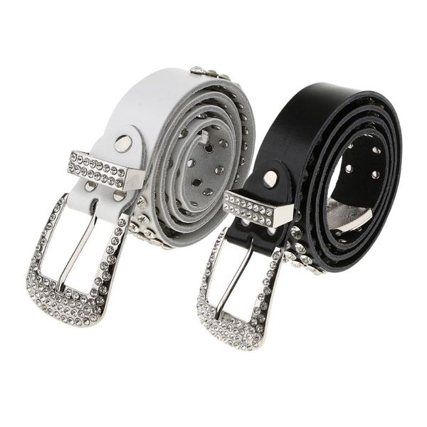 

womens western cowboy rhinestone crystal leather waist belt adjustable waistband, Black;brown