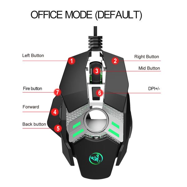 USB -verdrahtbare programmierbare Gaming -Mäuse 3200DPI Einstellbare Hintergrundbeleuchtung 8 benutzerdefinierte Taste mechanisch für Pro Gamer/LOL