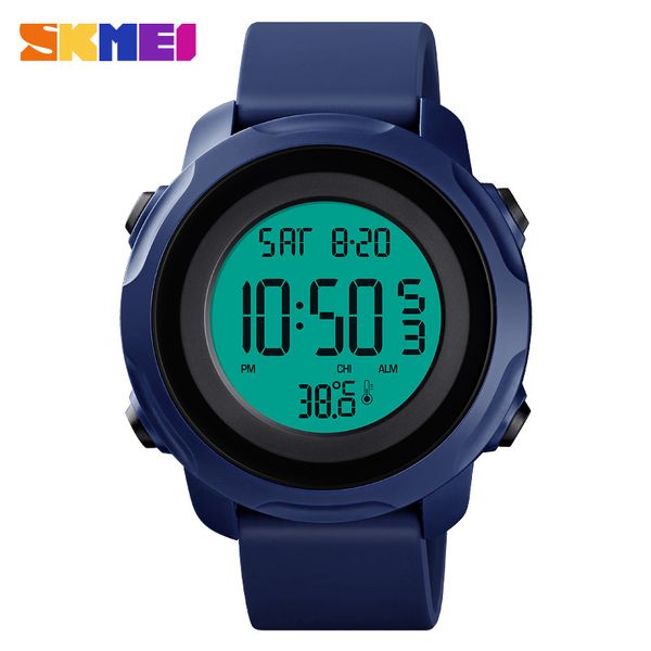 

body temperature measurement digital sport watches for men chrono calendar electronic clock 50m waterproof men's watches skmei, Slivery;brown