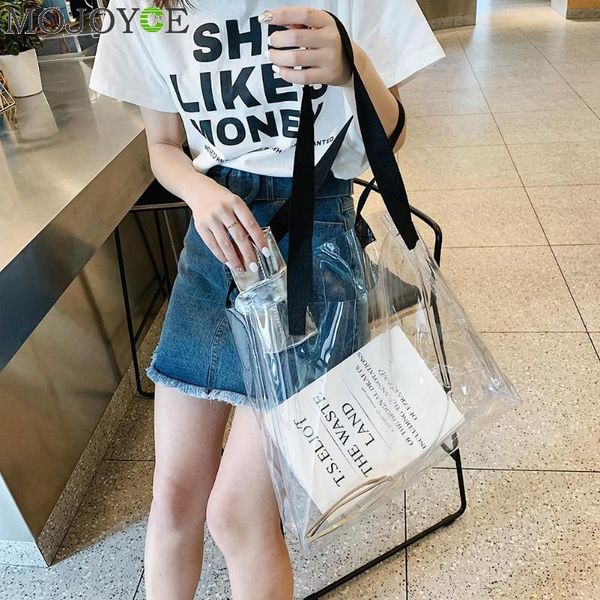 

new clear women tote bag pvc transparent shopping bag shoulder handbag women tote travel bags environmentally storage bags