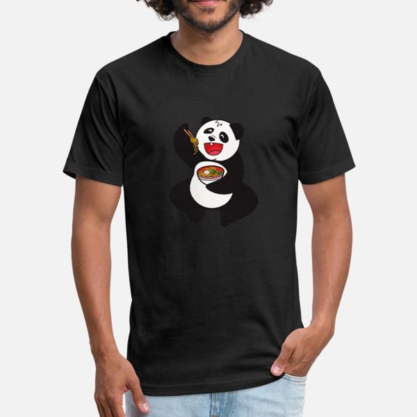 

japanese anime panda eating ramen kawaii design t shirt men customized 100% cotton s-xxxl slim anti-wrinkle casual summer novelty shirt