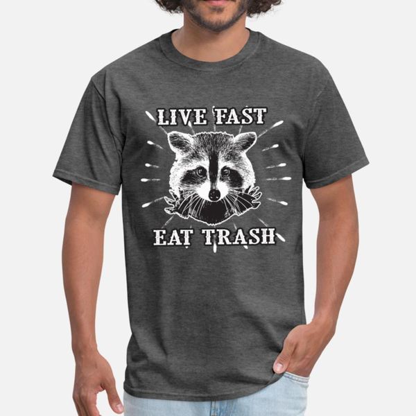 

090 camping funny raccoon fast eat tr t shirt men create 100% cotton o-neck original fitness basic spring autumn slim shirt
