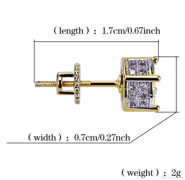 

designer earrings luxury jewelry fashion women mens earrings hip hop diamond stud earings iced out bling cz rock punk round wedding002, Golden;silver