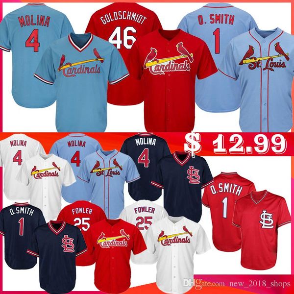 

гольдшмидт 4 yadier молина бейсбол джерси мужчины 1 ozzie smith 25 декстер фаулер 46 пол гольдшмидт джерси бейсбола, Blue;black