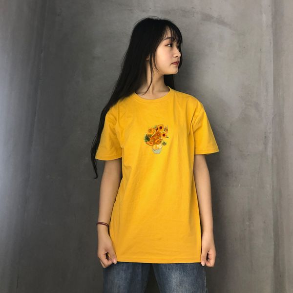 

vincent van gogh sunflowers short sleeve tee t shirt male female 100% cotton