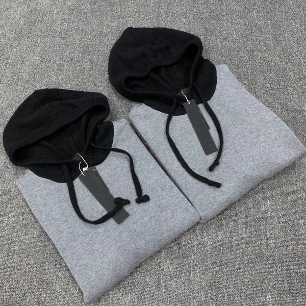 

#8826 knitted sweater autumn winter brand hooded sweaters long sleeve sweater with hat designer sweatshirts m-xxl, Black;brown
