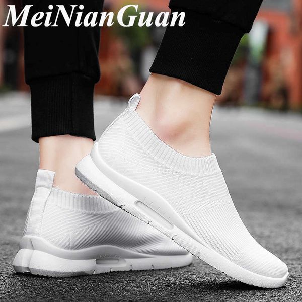 

large size men casual shoes light weight sock men's sneakers 2020 low man tennis brand mesh flats comfortable male shoes f5, Black
