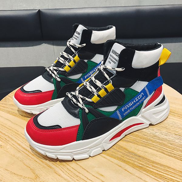 

autumn men sneakers fashion men winter high chunky comfortable casual shoes homme outdoor walking footwear tenis masculino, Black