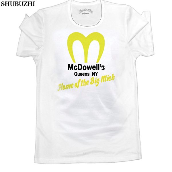 

mcdowells funny 80s movie big mick coming comedy america costume queens retro vintage mens t-shirt