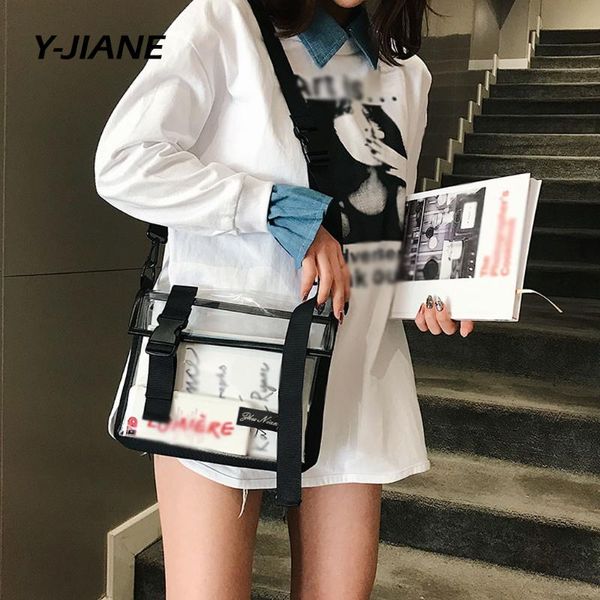

fashion 2020 transparents clear bag shoulder black casual crossbody bag strap phone woman bolsa feminina#g3