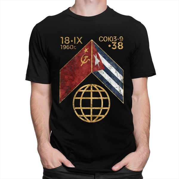 

vintage cccp space com3-9 t shirt мужчины предварительно усадке хлопок urrs куба коммунизм tee streetwear с коротким рукавом графический tsh