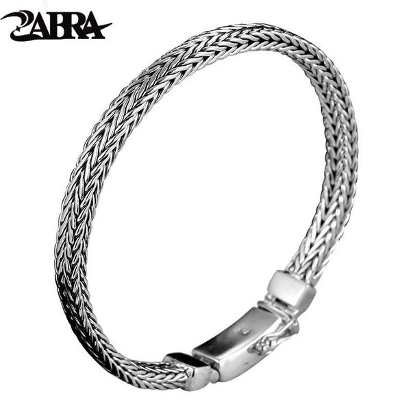 

zabra real 925 sterling silver bracelet men vintage punk fashion handmade weave bracelets bangles male jewelry 2018 for female, Black