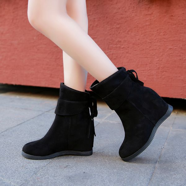 

white mid-calf boots women shoes autumn round toe booties ladies boots-women low heels booties short 2020 mid calf rock, Black