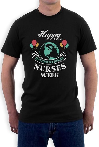 

2019 new short happy nurses week print - gift for nurse t-shirt novelty present short tee100% cottonsummer tee shirt