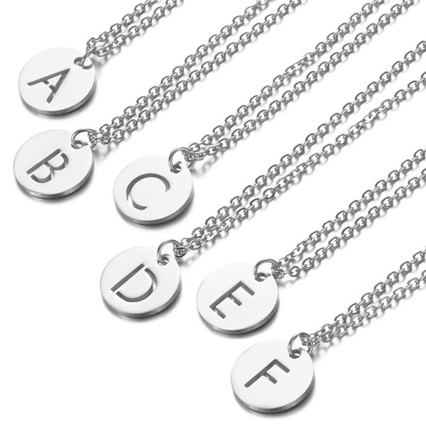 

26 initial letter necklaces women choker design a-z alphabets stainless steel pendant necklaces fashion jewelry gifts for men girls lady, Silver