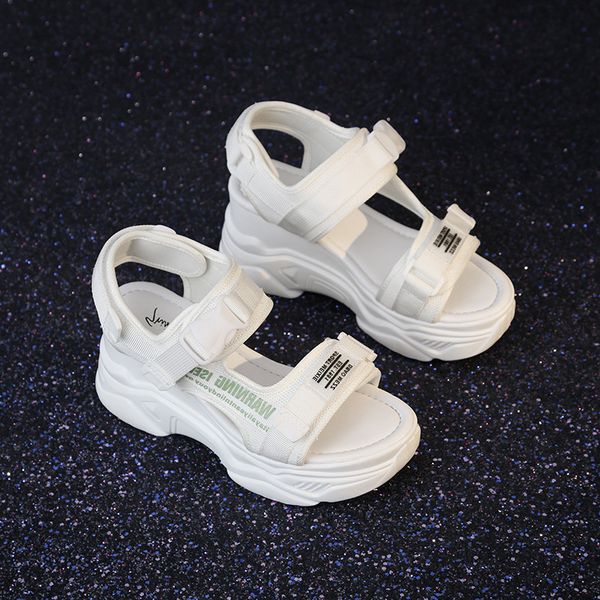

andals female 2020 summer new small casual shoes woman buckle strap leather flat bottom women's breathable sports student shoes, Black