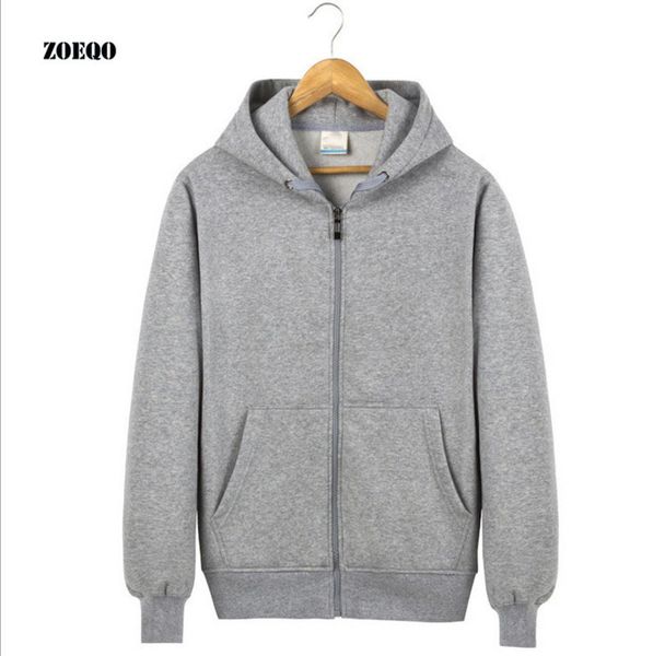 

new zoeqo men's fleece zipper hoodie, solid color thick sweatshirt, mens casual hoodies, sportswear, hoodies, Black