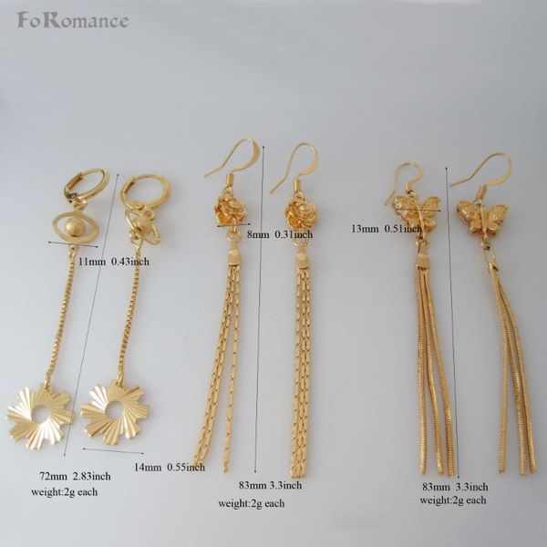 

order 10$ get tracking info with tracking code three styles- yellow gold overlay gear rose butterfly dangler 3.3" earring, Silver