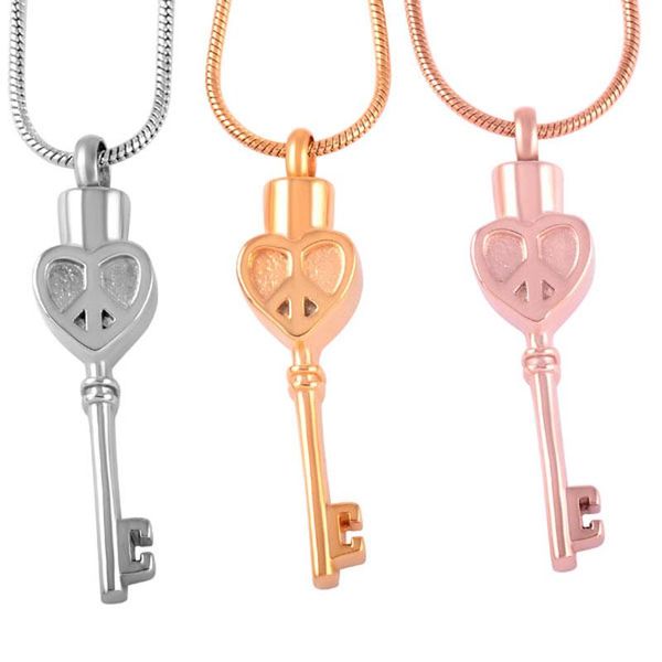 

z9140silver/rose gold/gold key to your heart stainless steel cremation urn pendants for ashes of loved ones keeepsake memorial jewelry, Silver