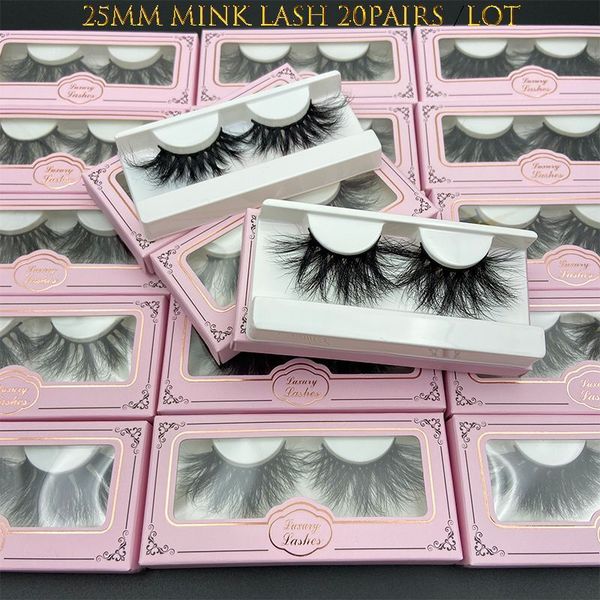 

false eyelashes 20 pairs wholesale mikiwi 25mm 3d mink lashes packaging pink paperbox length fluffy big dramatic