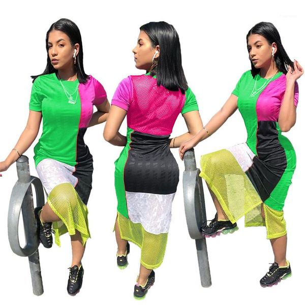 

dresses casual short sleeve crew neck ladies clothes summer panelled womens dress designers colorful ladies, Black;gray