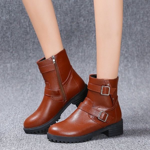 

2020 autumn and winter new short tube boots women low heel fashion boots fashion winter women, Black