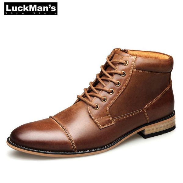 

classic men ankle boots genuine leather cowhide shoes man zipper boots casual botas hombre plus size 30cm feet, Black
