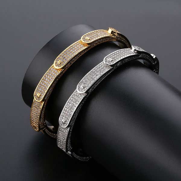 

Zircon Bracelet Wind-fire Wheel Jewelry Hip-hop Men's Bracelet Gold silver European and American jewelry New