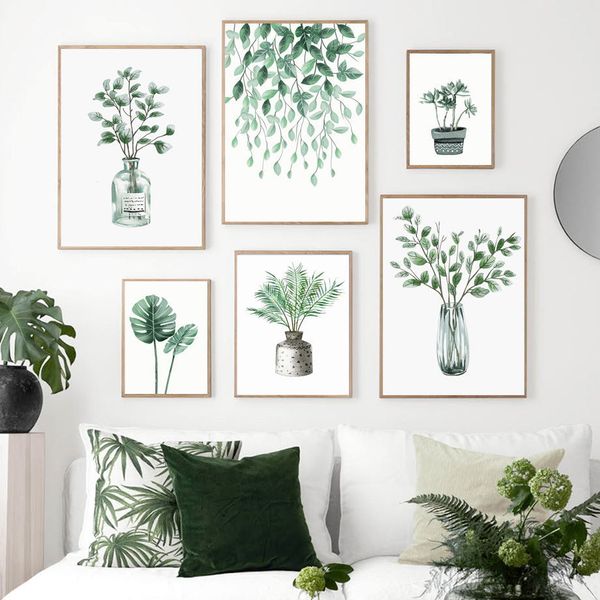 

монстера суккуленты green plant leaf wall art холст картина скандинавские плакаты и печать стена картины для гостиной home decor