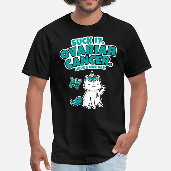 

suck it ovarian cancer quote caticorn butterfly t shirt men designer 100% cotton plus size 3xl unique graphic new fashion spring shirt